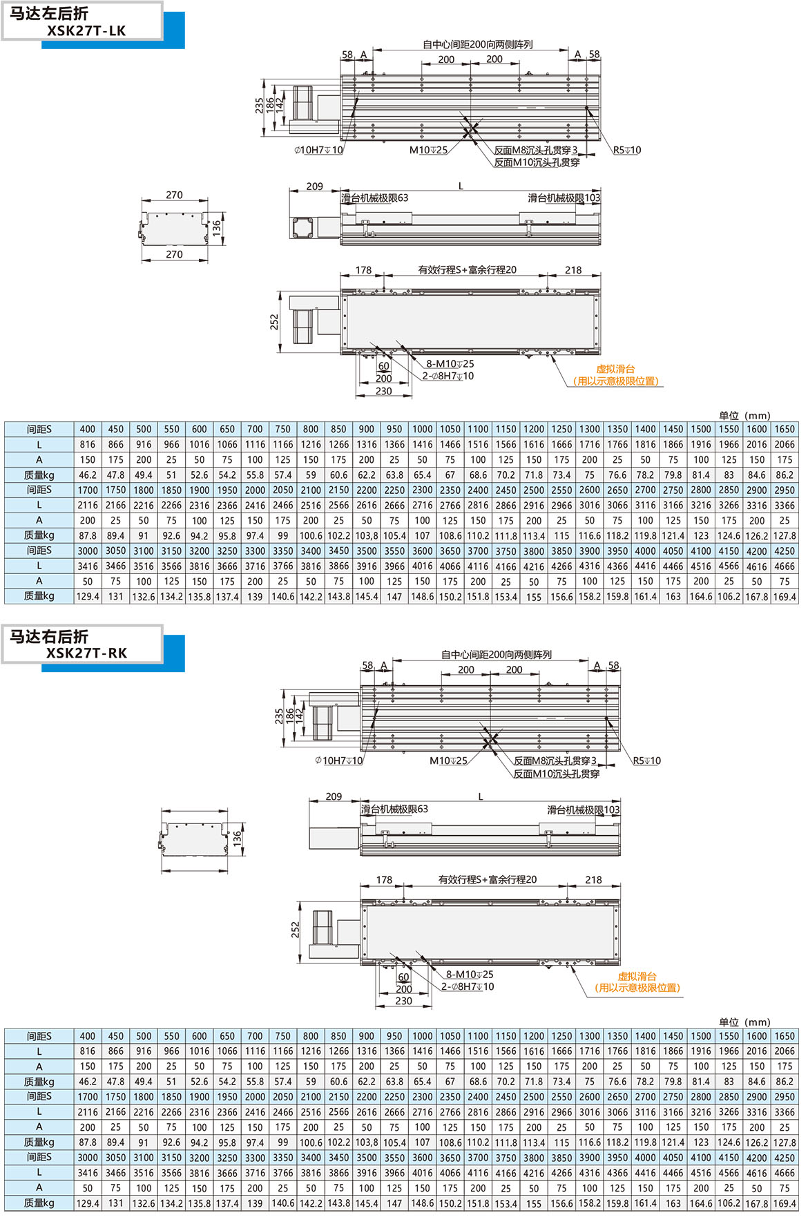 同步帶直線模組XSK-27T